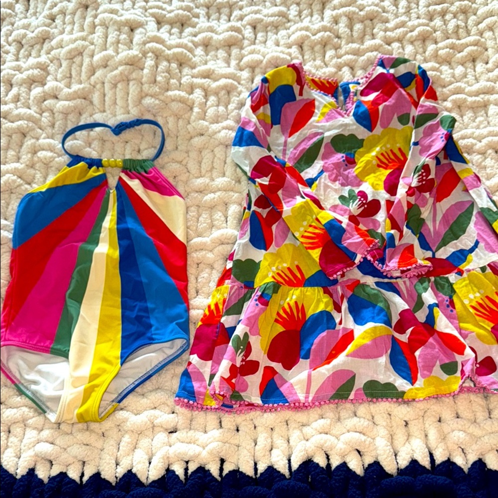 EUC Mini Boden bathing suit w/ cover up both size 3-4. 😎💖🏊‍♀️🩱